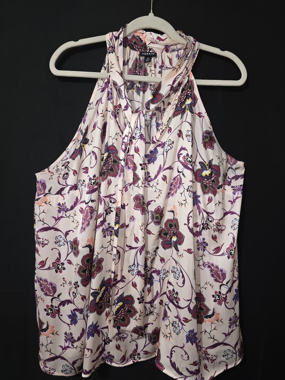 torrid Pink and Purple Floral Halter Tie-Neck Cami